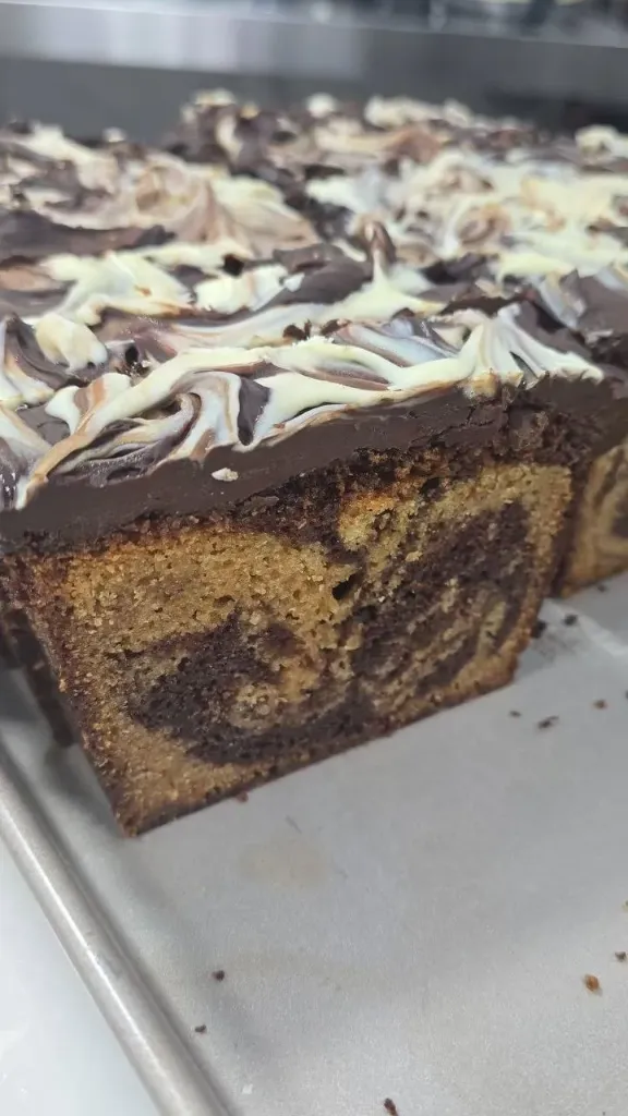 Marble Cake Slice with Marble Ganache